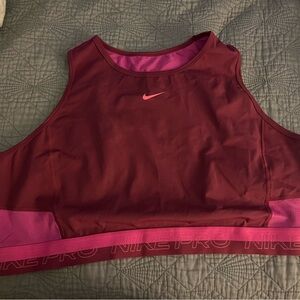 Nike Pro Maroon and Pink Sports Bra